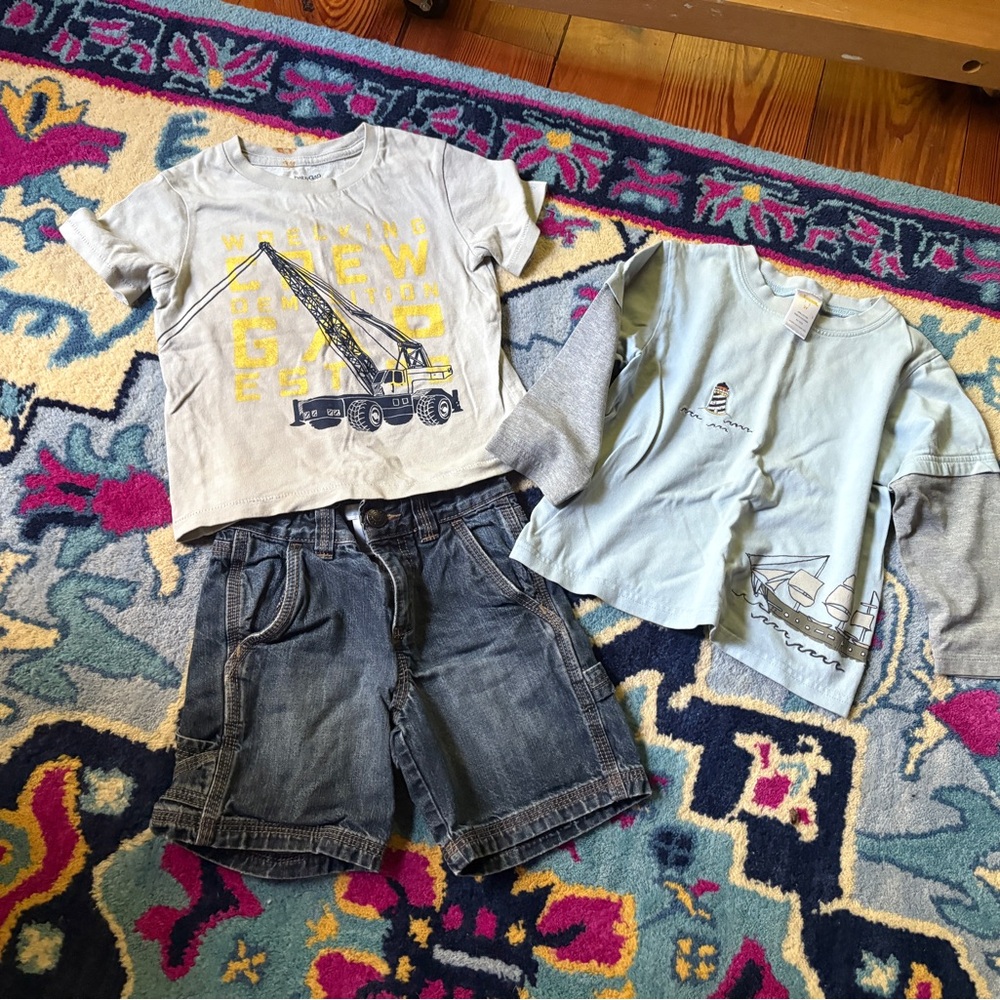 GAP Boys Light Blue Graphic Short Sleeve & Long Sleeve Set shorts Gymboree 2T